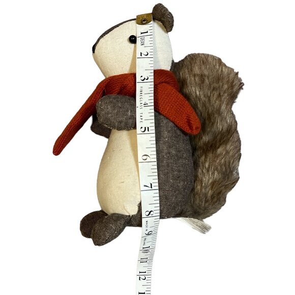 Tweed Plush Squirrel 8 1/2" High Cute Scarf Furry Tail - Picture 9 of 12